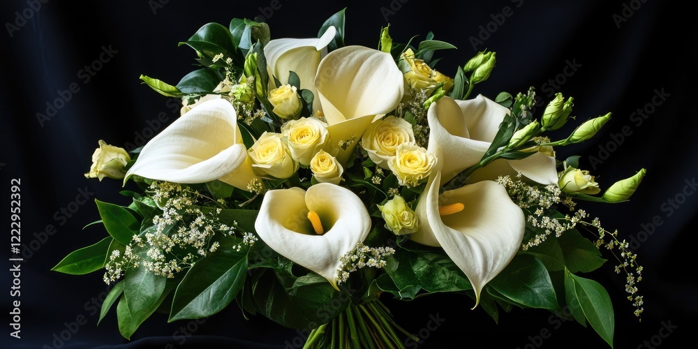 Poster elegant floral bouquet arrangement with abundant copy space for personalized greeting card message o