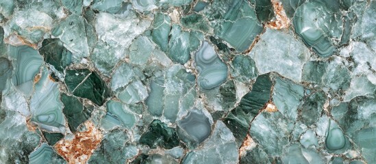 Green Pearl Agate Stone Surface Texture with Grey and Black Veins Abstract Background Ideal for Aromatherapy and Interior Design Projects