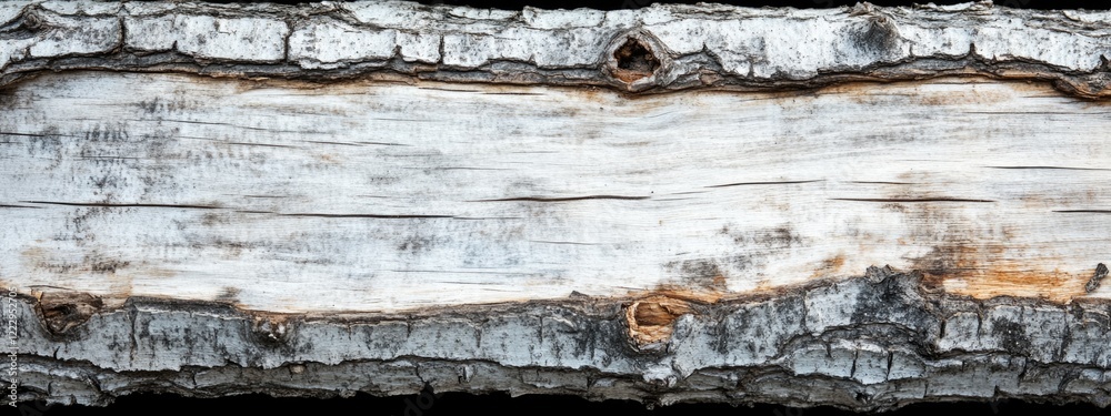 Leinwandbilder dried timber log with birch bark texture and empty space for text ideal for rustic designs or nature