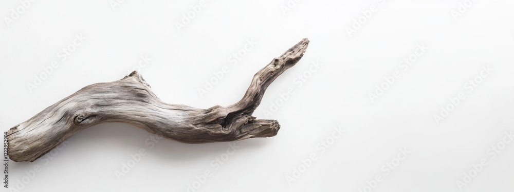 Poster Driftwood Piece Against White Background for Minimalistic Design with Space for Text or Graphics