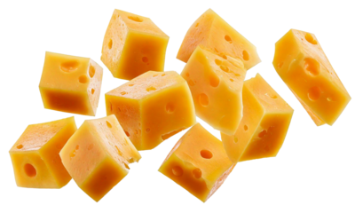 Flying, Delicious, Cheese, Cubes, Isolated, Transparent, White, Background, PNG, 3D, Fresh, Dairy, Snack, Sliced, Aged, Gourmet, Soft, Hard, Yellow, Square, Tasty, Healthy, Organic, Premium, Flavored,