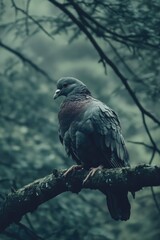 Fototapeta premium Pigeon on Forest Branch