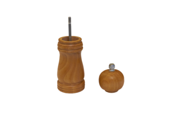 wooden pepper mill, Hand mill for spices on a white background