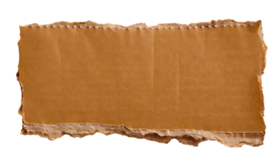 PNG, isolated on transparent white background, cardboard torn paper with rough, uneven edges, realistic texture, jagged lines, natural tones, imperfections, ripped design, detailed layering, versatile