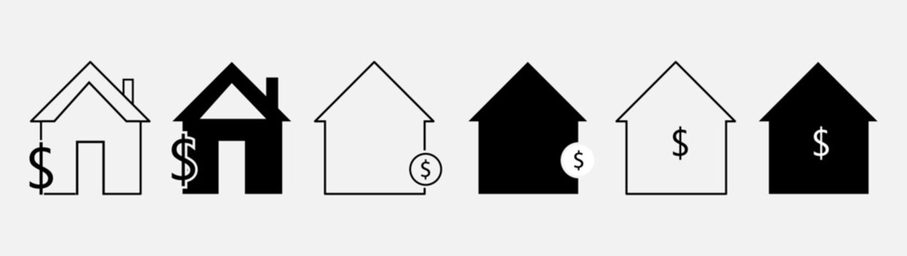 Collection of house value icon,house icons with dollar sign