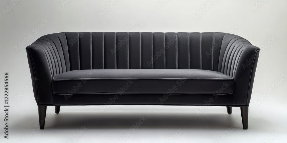Poster stylish dark grey sofa on a clean white backdrop perfect for minimalist interior designs with ample 