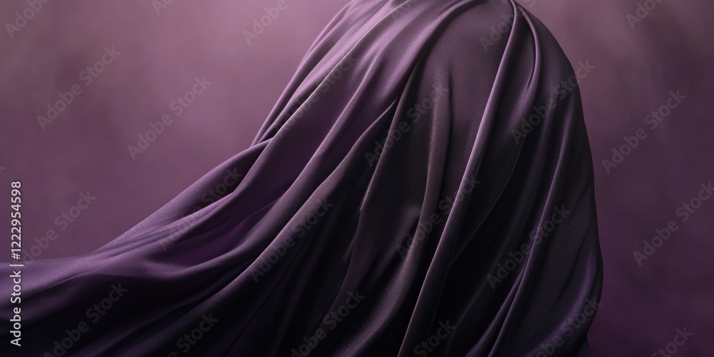 Leinwandbilder Luxurious purple silk fabric elegantly draped with ample negative space for versatile text placement and design projects.