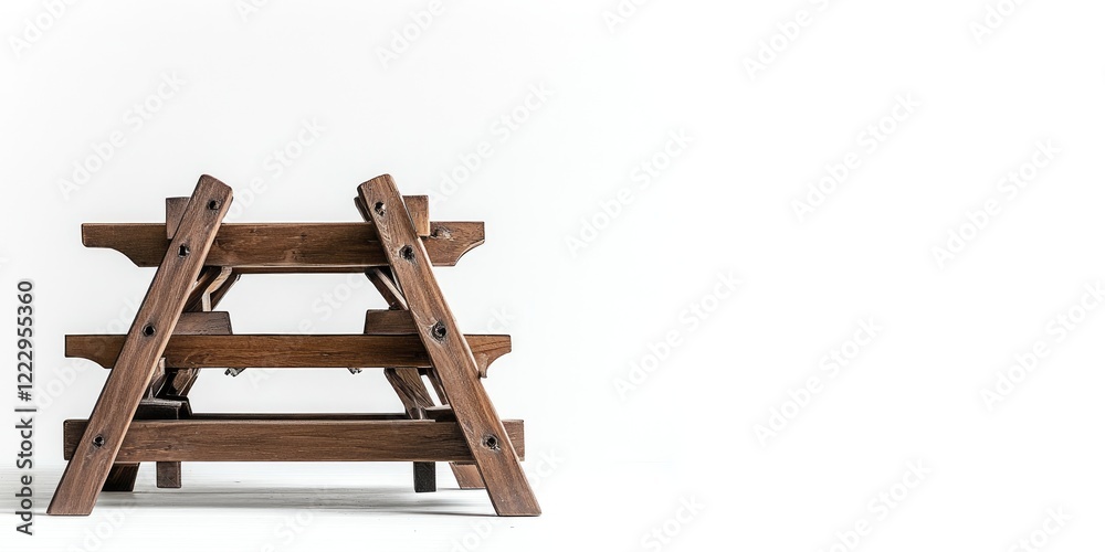 Aufkleber Elegant Wooden Workhorses in Minimalist Design with White Background and Ample Copy Space for Text and Graphics