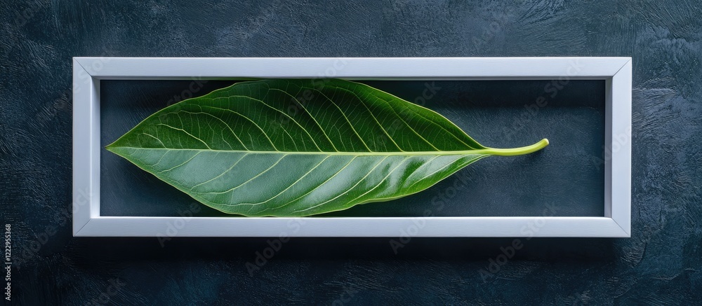 Poster green leaf texture framed on dark background nature-inspired design with copy space for creative pro