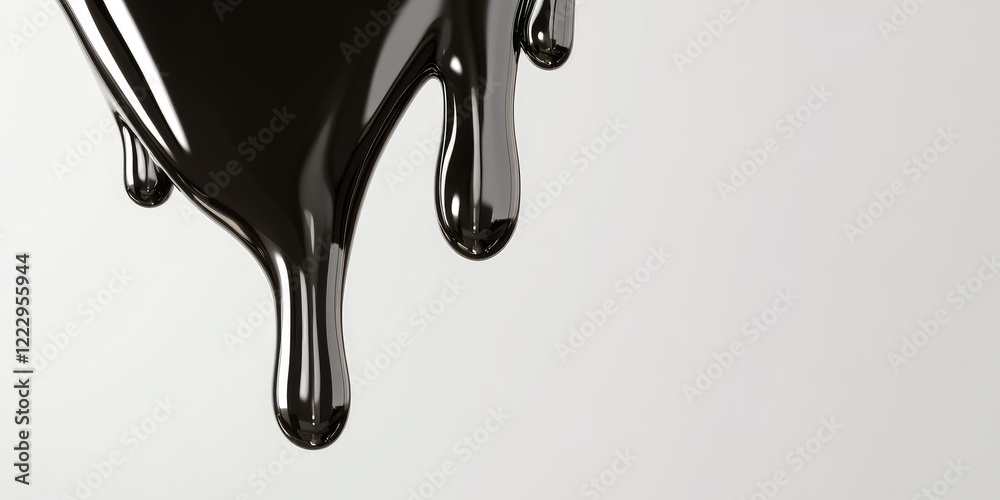 Poster Dripping Black Oil Essence on Smooth Surface with Ample Blank Space for Text and Design Elements