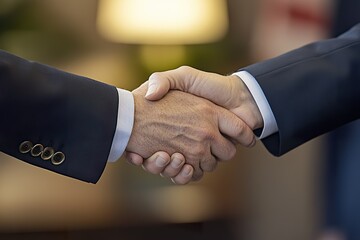 Close up of two businessmen shaking hands in formal attire