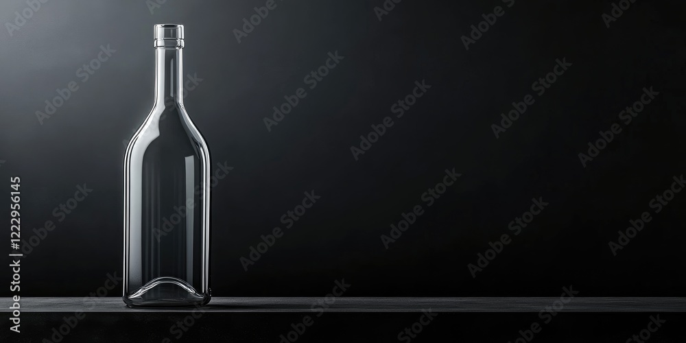 Poster sleek transparent glass bottle on dark background ideal for showcasing premium beverages and customi