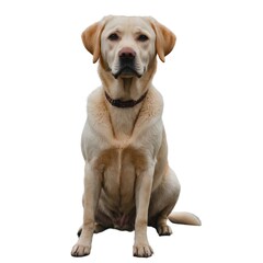 Obraz premium labrador retriever puppy, transparent background. Close-Up Portrait of a Labrador Retriever. Adorable Labrador Retriever sitting with a joyful expression. Perfect for pet-related content.