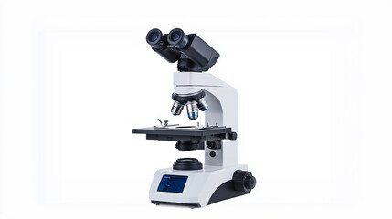 Photo of a digital microscope with a blue-lit display, showcasing advanced scientific equipment for research and observation.