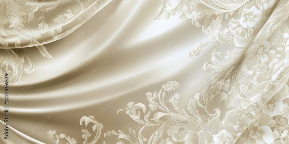 Poster elegant floral silk wallpaper background with smooth draped texture and room for custom text or bran