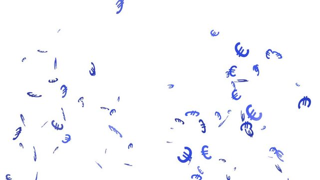 des confettis en forme de symboles Euro qui explosent et retombent