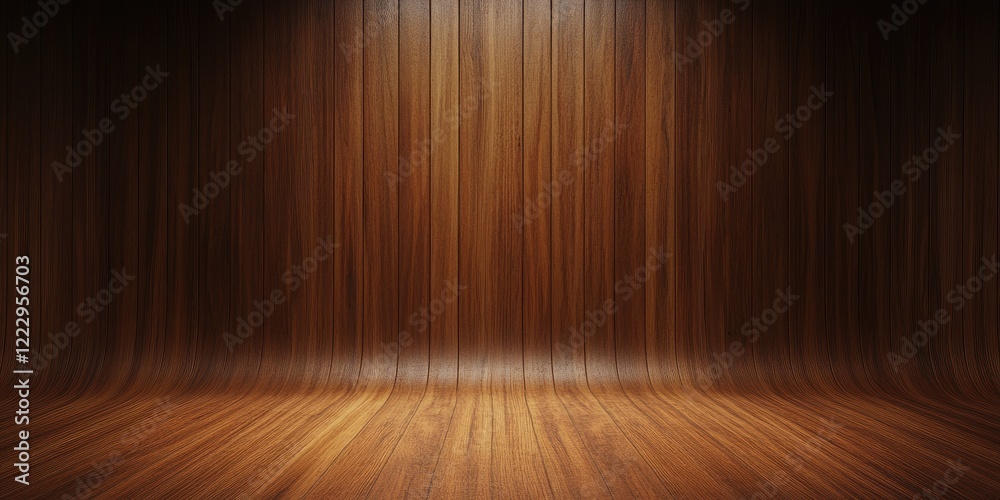 Poster Elegant vintage dark wood backdrop with smooth texture and ample empty space for text or design elements