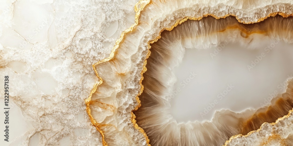 Aufkleber Luxurious geode stone texture with golden accents and smooth surface ideal for elegant backgrounds and design projects featuring text space
