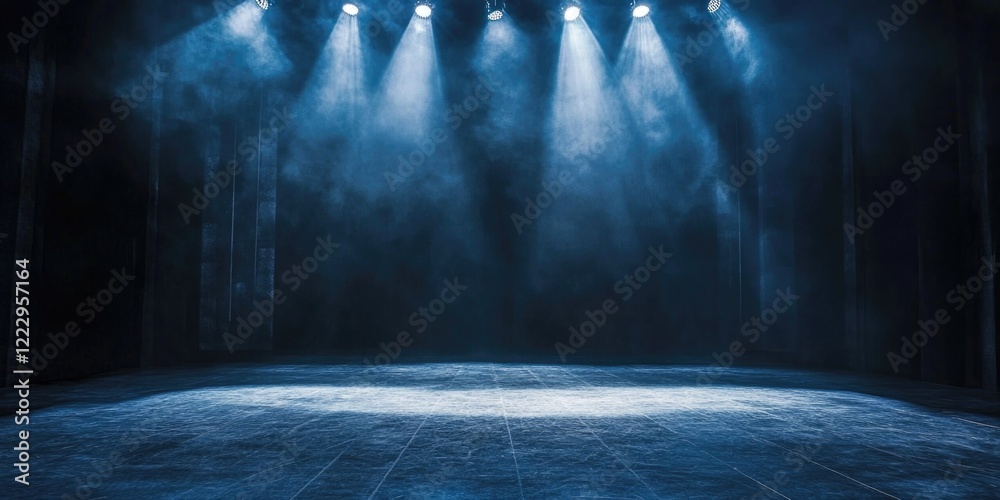 Poster elegant empty stage illuminated by dramatic spotlights with a smoky atmosphere ideal for ballet perf
