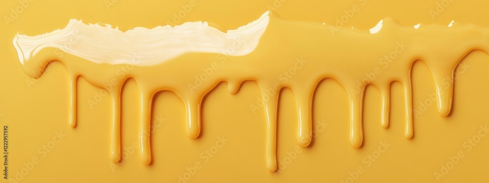 Poster Yellow paint dripping texture with soft background ideal for copy space and creative designs.