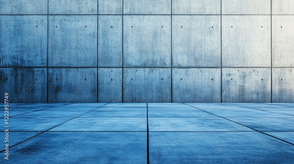 Leinwandbilder Abstract blue concrete wall in urban setting showcasing textural details and ample space for design elements and messages.