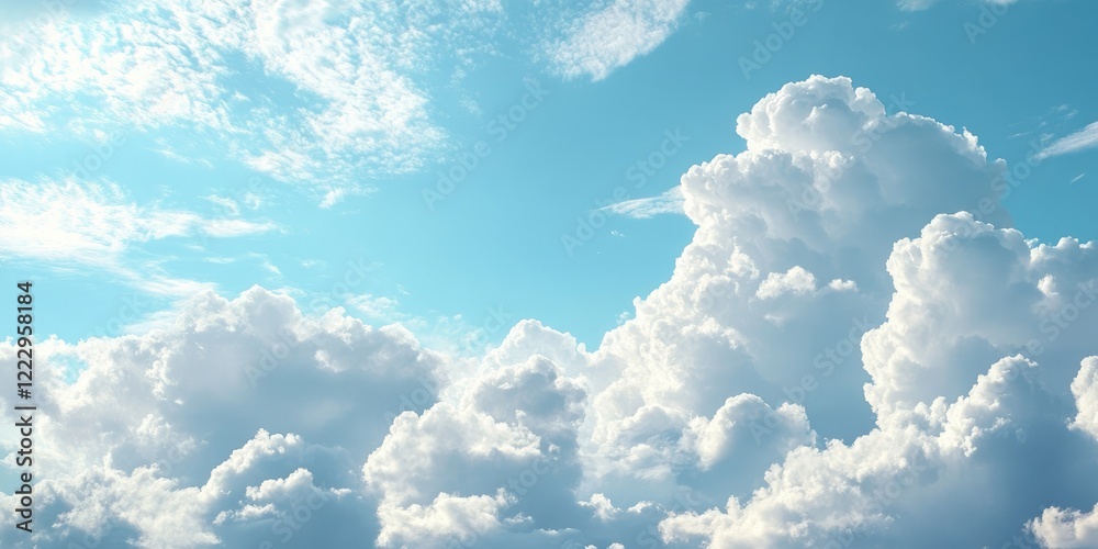 Poster serene clouds in a bright blue sky with soft white textures creating an ideal backdrop for text or d