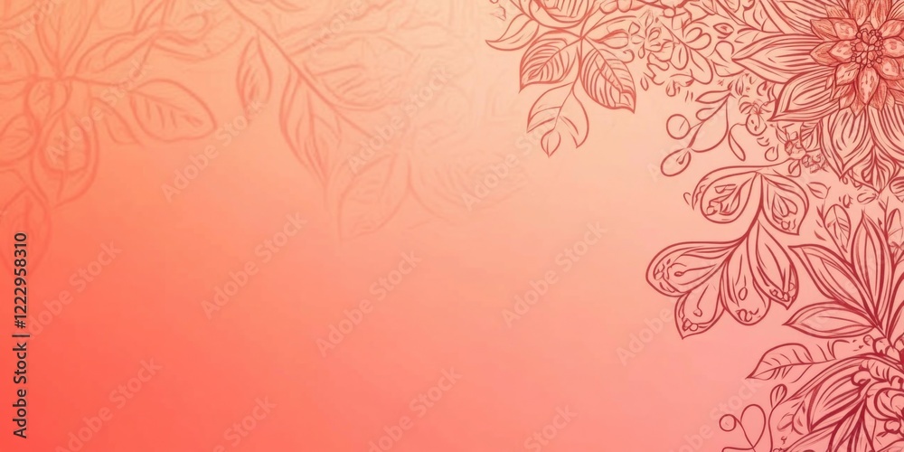 Poster elegant floral doodle mandala design with soft gradient background and blank space for text integrat