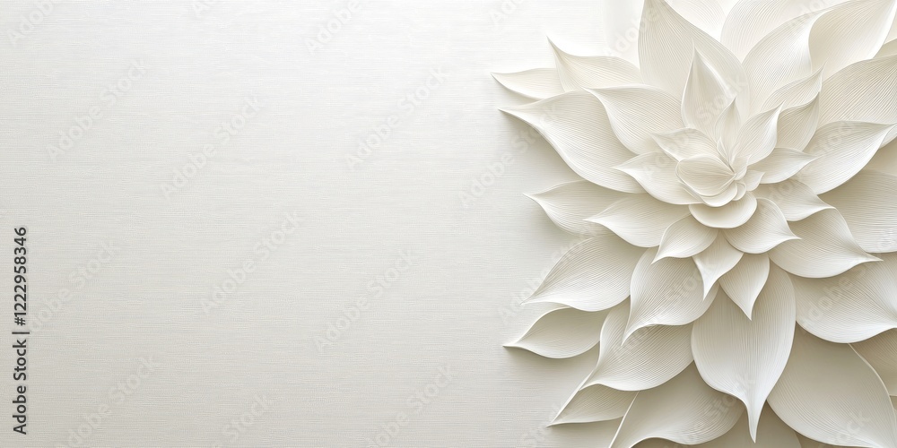 Poster Elegant floral pattern featuring delicate white petals against a clean backdrop offering ample space for text or branding elements