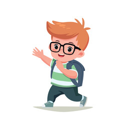 happy cute kid boy ready to go to school