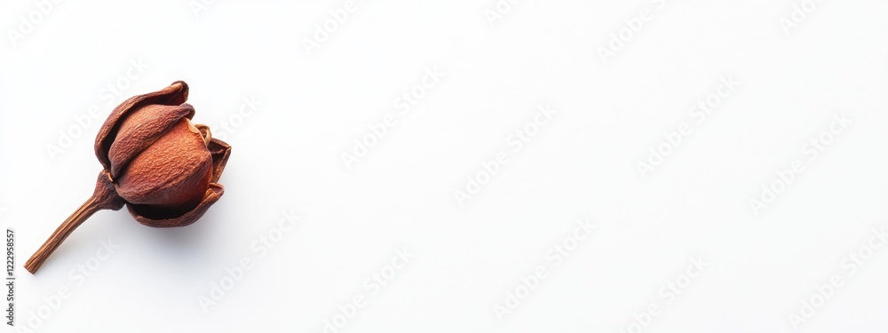 Poster dried clove flower bud isolated on white background with copy space for text displaying natural spic
