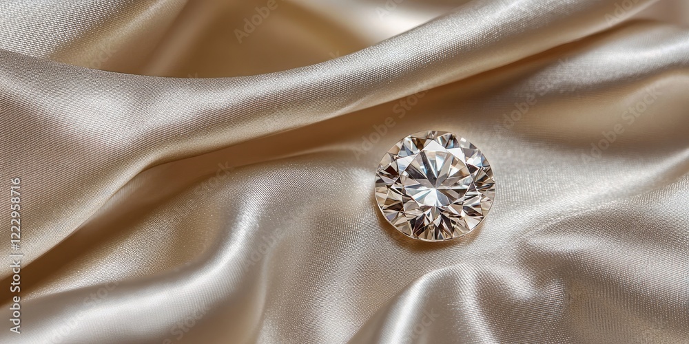 Poster Elegant diamond ring on luxurious satin fabric with ample space for personalized text or branding messages