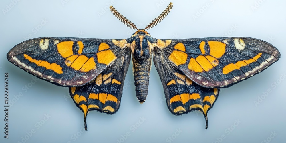 Poster elegant death's head hawkmoth with striking patterns and ample copy space for creative text and desi
