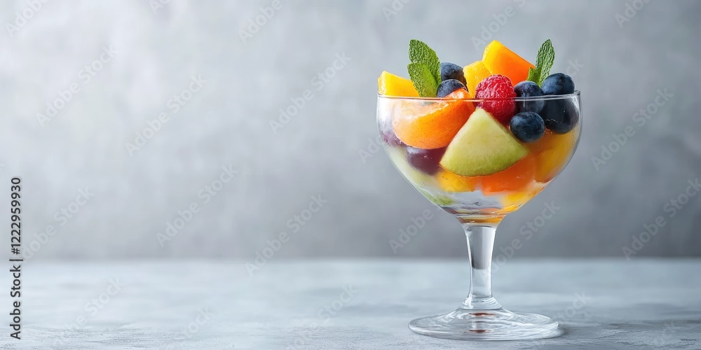 Aufkleber refreshing fruit cocktail served in an elegant glass with vibrant colors and empty space for text on
