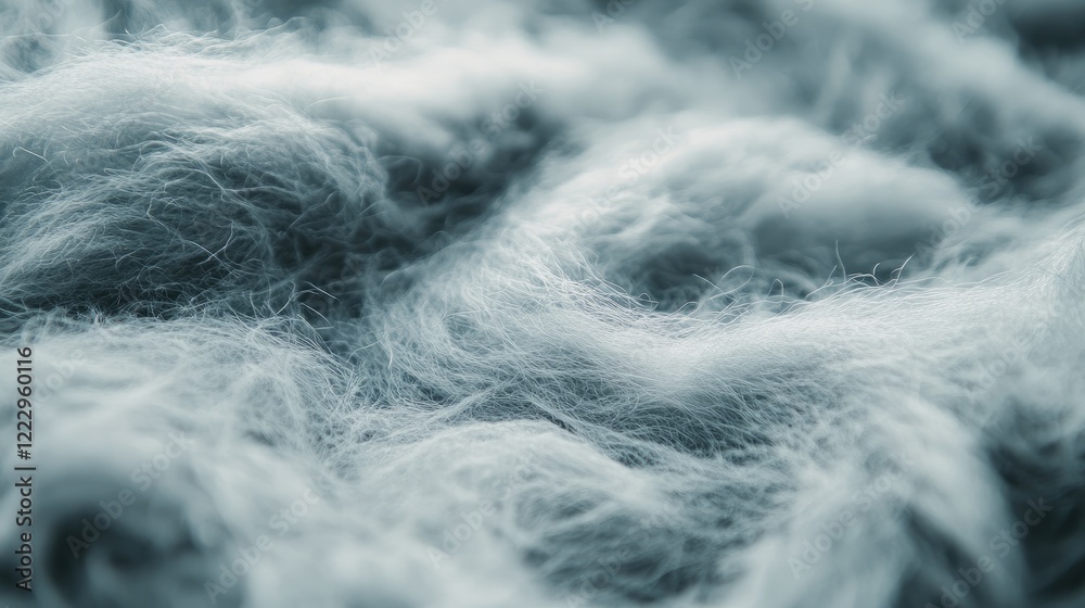 Aufkleber soft gray fluffy mohair fabric texture close-up warm shaggy wool background for textile or fashion d