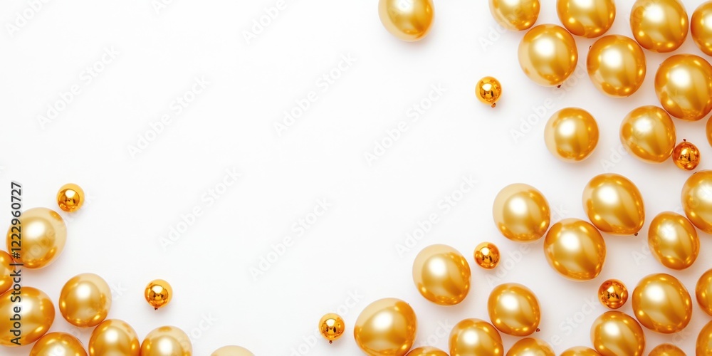 Aufkleber elegant arrangement of gold balloons on a clean white background with ample blank space for personal