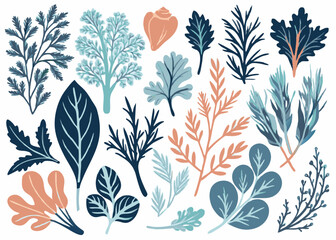 Fototapeta premium green sprig of rosemary. Medicinal plant pattern design. Vector illustration isolated on a white background