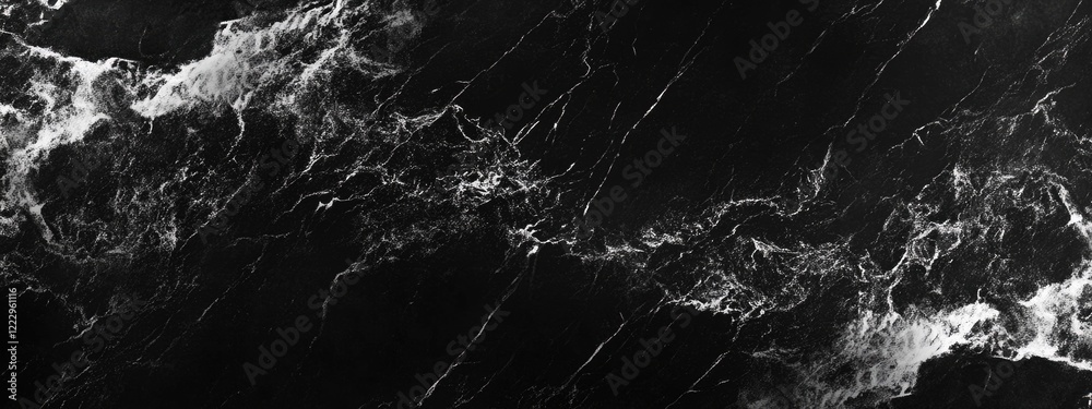 Poster Abstract Black Marble Background with White Wave Patterns for Elegant Design and Copy Space Ideal for Banners and Promotional Materials