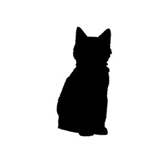 
Vector illustration of black cat silhouettes sitting in profile.