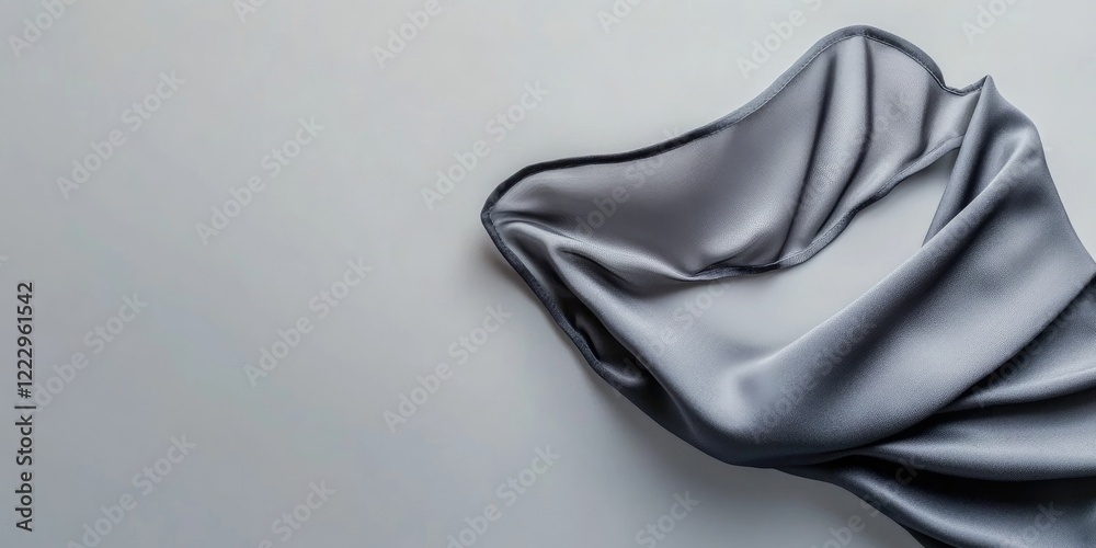 Poster Elegant Dark Grey Fabric Mask Draped on Soft Neutral Surface with Open Space for Custom Text or Design Elements