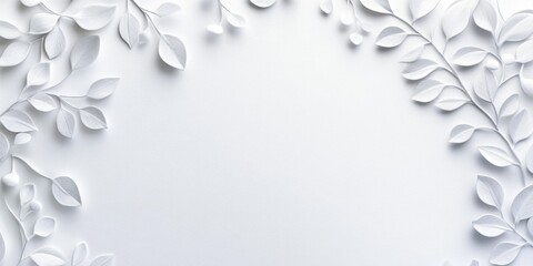 Elegant blank event invitation card with decorative paper leaves on a white background for customizable text and designs