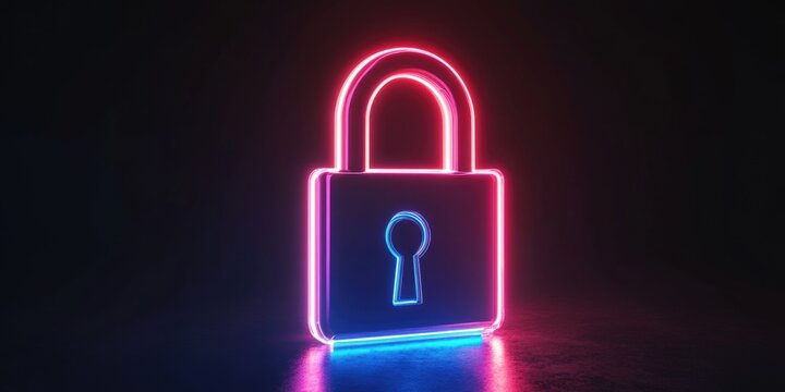 Glowing Padlock with Key