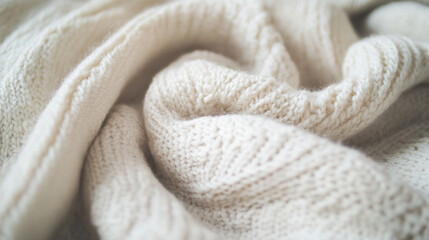 Cream Knit Texture Soft Warm Cozy Wool Fabric Background Yarn Beige Style White Woven Winter Design 