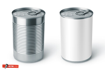 Vector realistic illustration of tin cans on a white background.