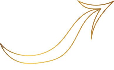 The gold gradient arrow features sharp points and smooth curves, exuding a sense of elegance and direction. Perfect for modern branding, logo concepts, or abstract art projects that require a touch o