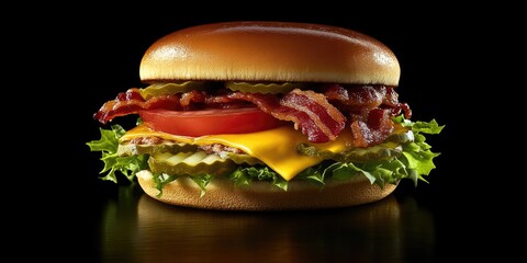 Bacon Cheeseburger with Lettuce and Tomato