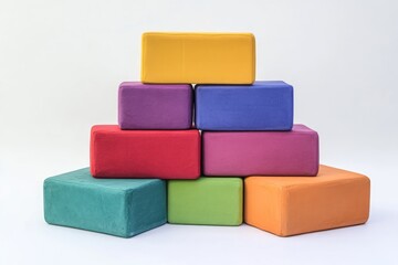 Colorful Stacked Cushions: A Playful Geometric Design