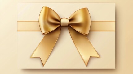 Golden Bow on Beige Background