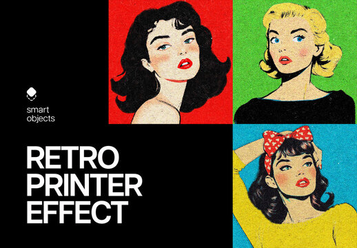 Retro Printer Design Effect Mockup