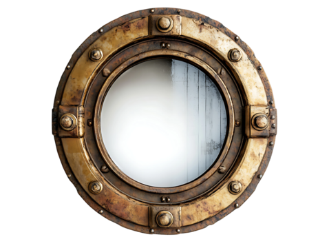 Boat porthole with woody  on transparent background