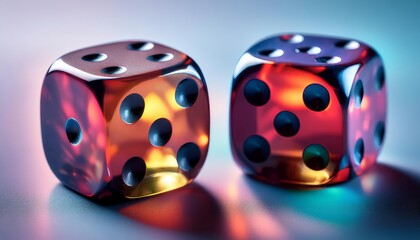 Two dice with a yellow and orange center